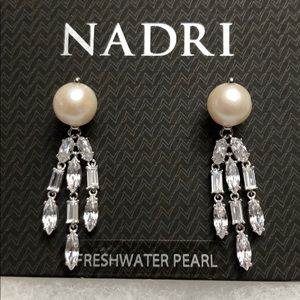 NWT Nadri Rhodium plated Freshwater Pearl earrings